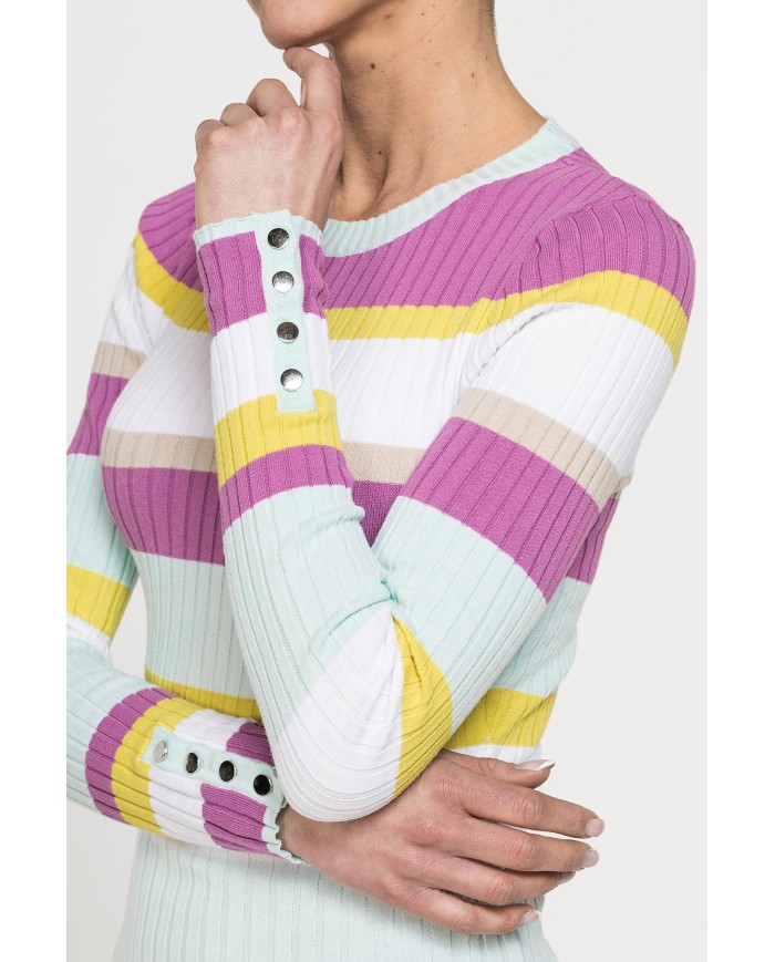 MAGLIA GIROCOLLO SLIM FIT IN COSTINA A RIGHE