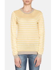 MAGLIA GIROCOLLO A RIGHE IN MISTO VISCOSA. Vestibilità regolare.