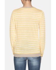 MAGLIA GIROCOLLO A RIGHE IN MISTO VISCOSA. Vestibilità regolare.