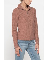 MAGLIA A COSTINE CON MEZZA ZIP IN FILATO RICICLATO