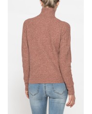 MAGLIA A COSTINE CON MEZZA ZIP IN FILATO RICICLATO