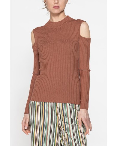 LUPETTO IN COSTINE CON DETTAGLIO  OBLÒ SULLA SPALLA