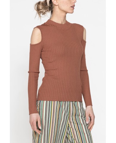 LUPETTO IN COSTINE CON DETTAGLIO  OBLÒ SULLA SPALLA