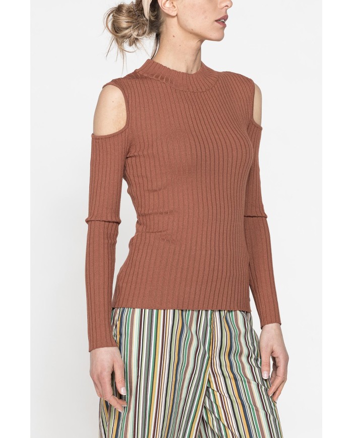 LUPETTO IN COSTINE CON DETTAGLIO  OBLÒ SULLA SPALLA