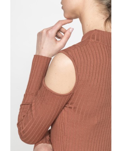 LUPETTO IN COSTINE CON DETTAGLIO  OBLÒ SULLA SPALLA