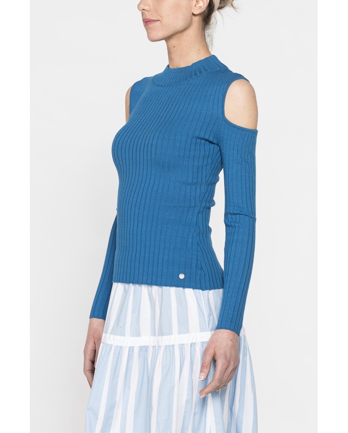 LUPETTO IN COSTINE CON DETTAGLIO  OBLÒ SULLA SPALLA