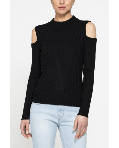 LUPETTO IN COSTINE CON DETTAGLIO  OBLÒ SULLA SPALLA