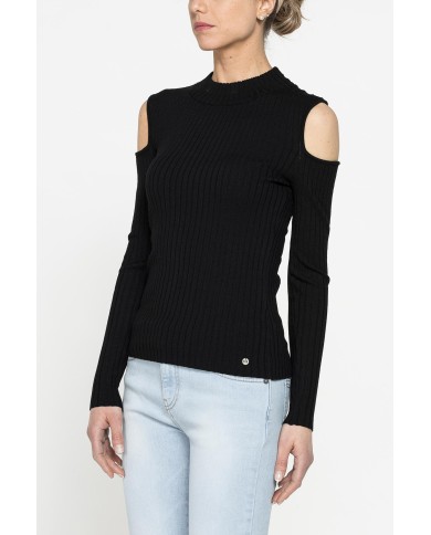 LUPETTO IN COSTINE CON DETTAGLIO  OBLÒ SULLA SPALLA