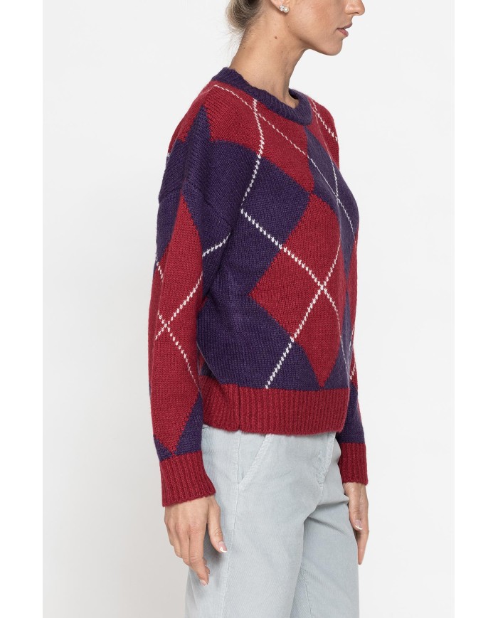 MAGLIONE OVERSIZE A ROMBI FILATO MISTO MOHAIR