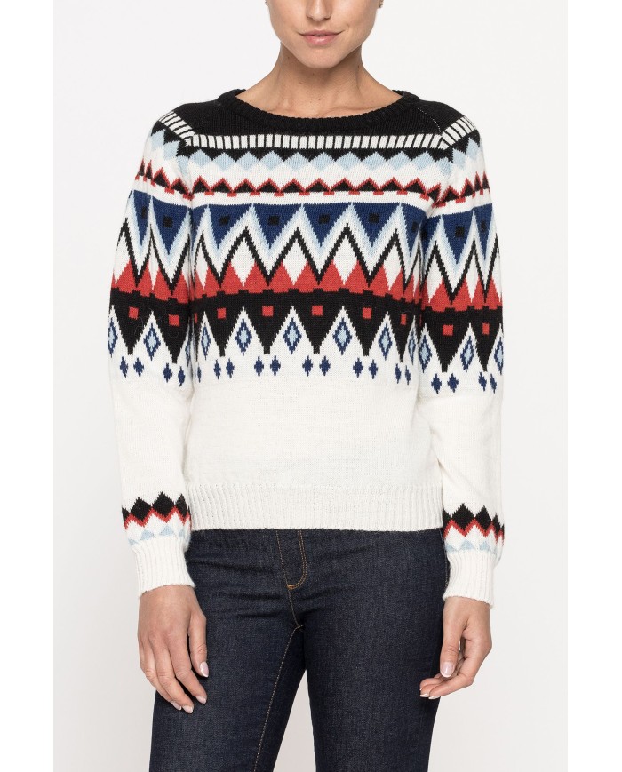 MAGLIA GIROCOLLO JACQUARD IN MISTO LANA