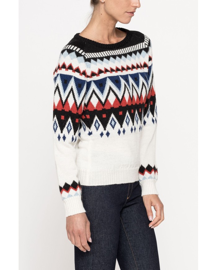 MAGLIA GIROCOLLO JACQUARD IN MISTO LANA