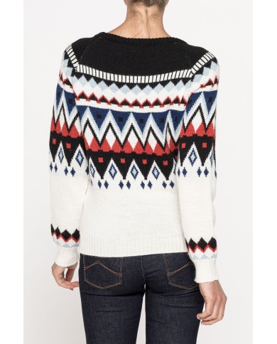 MAGLIA GIROCOLLO JACQUARD IN MISTO LANA