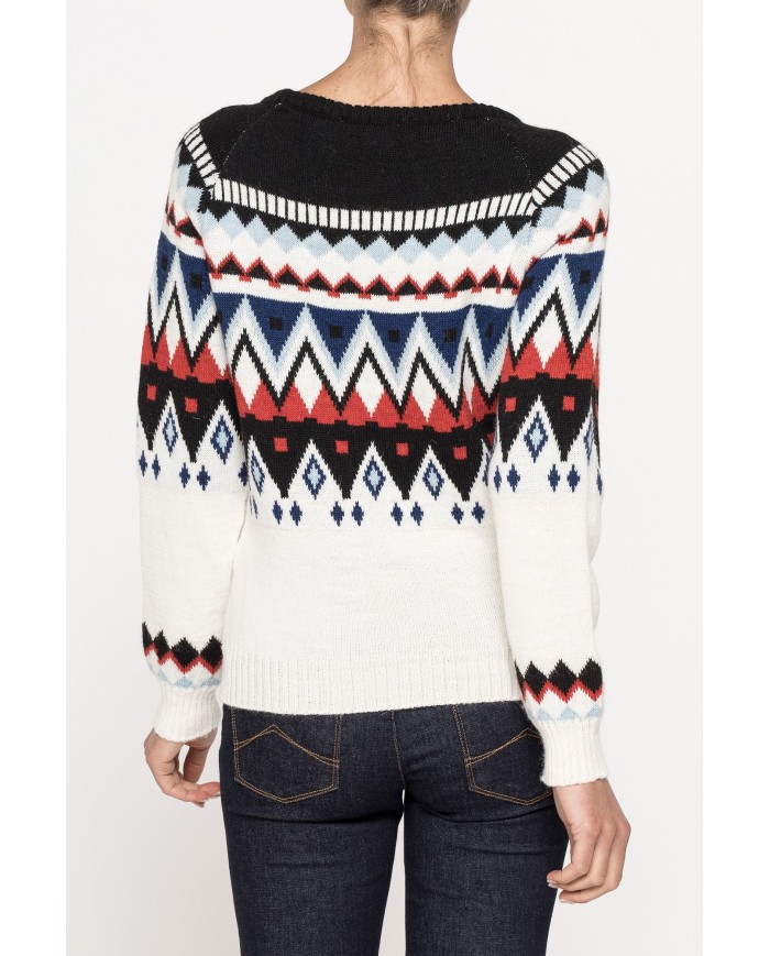 MAGLIA GIROCOLLO JACQUARD IN MISTO LANA