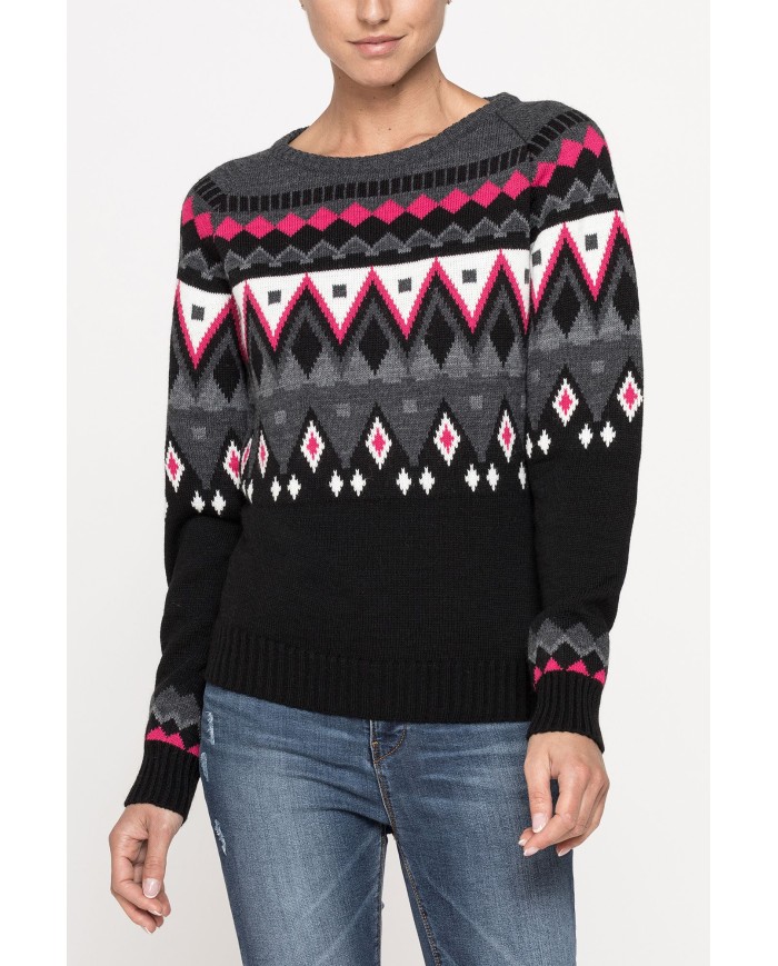 MAGLIA GIROCOLLO JACQUARD IN MISTO LANA