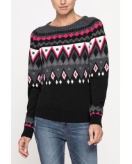 MAGLIA GIROCOLLO JACQUARD IN MISTO LANA