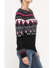 MAGLIA GIROCOLLO JACQUARD IN MISTO LANA