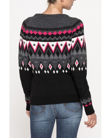 MAGLIA GIROCOLLO JACQUARD IN MISTO LANA