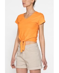 T-SHIRT SCOLLO A V CON NODO IN VITA