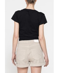 T-SHIRT SCOLLO A V CON NODO IN VITA