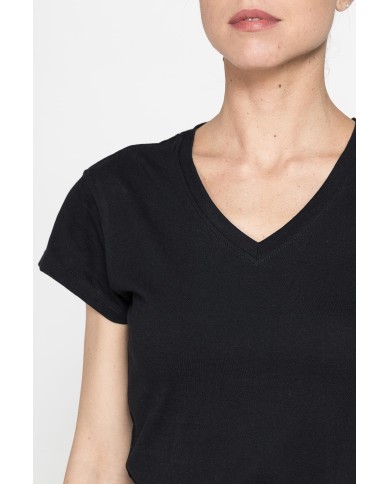 T-SHIRT SCOLLO A V CON NODO IN VITA