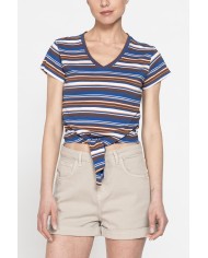 T-SHIRT SCOLLO A V CON NODO IN VITA