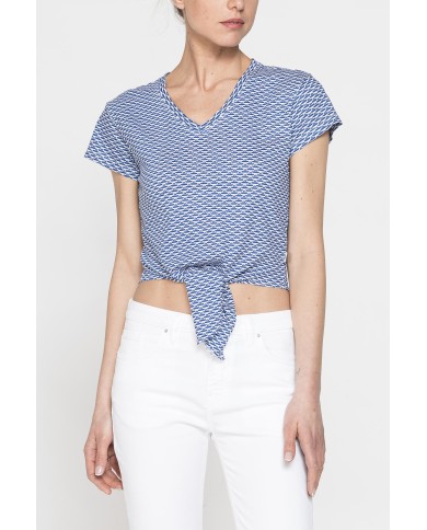 T-SHIRT SCOLLO A V CON NODO IN VITA