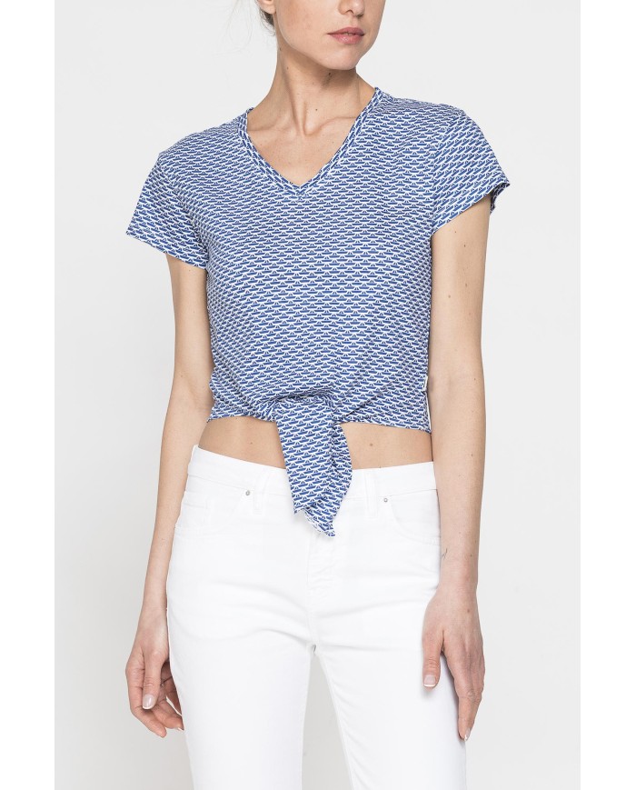 T-SHIRT SCOLLO A V CON NODO IN VITA