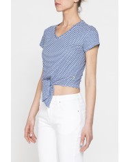 T-SHIRT SCOLLO A V CON NODO IN VITA