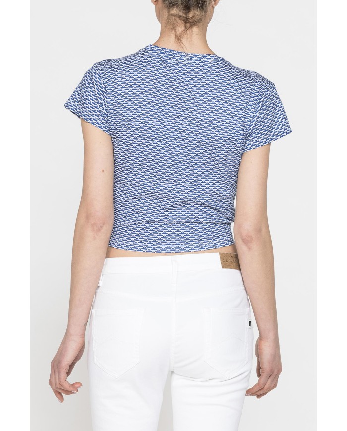 T-SHIRT SCOLLO A V CON NODO IN VITA