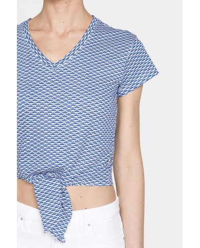 T-SHIRT SCOLLO A V CON NODO IN VITA