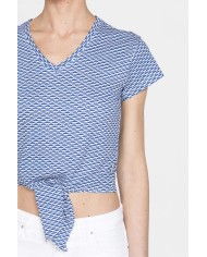 T-SHIRT SCOLLO A V CON NODO IN VITA