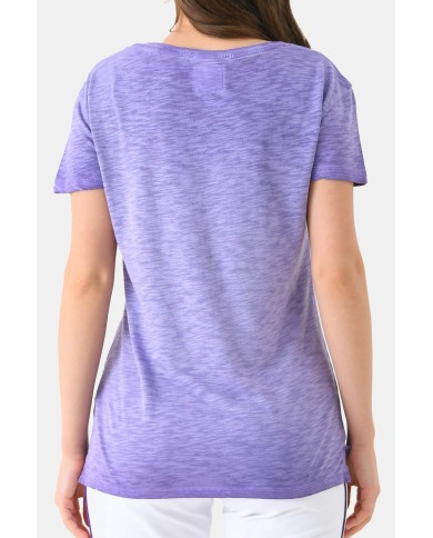 T-SHIRT CON SCOLLO A V A MANICA CORTA