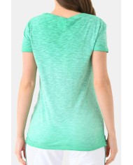 T-SHIRT CON SCOLLO A V A MANICA CORTA