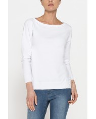MAGLIA SVASATA CON SCOLLO A BARCHETTA E MANICA TRE QUARTI
