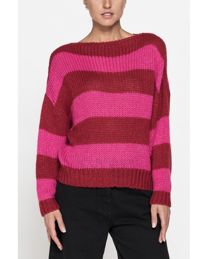 MAGLIONE A RIGHE OVERSIZE IN FILATO MISTO MOHAIR