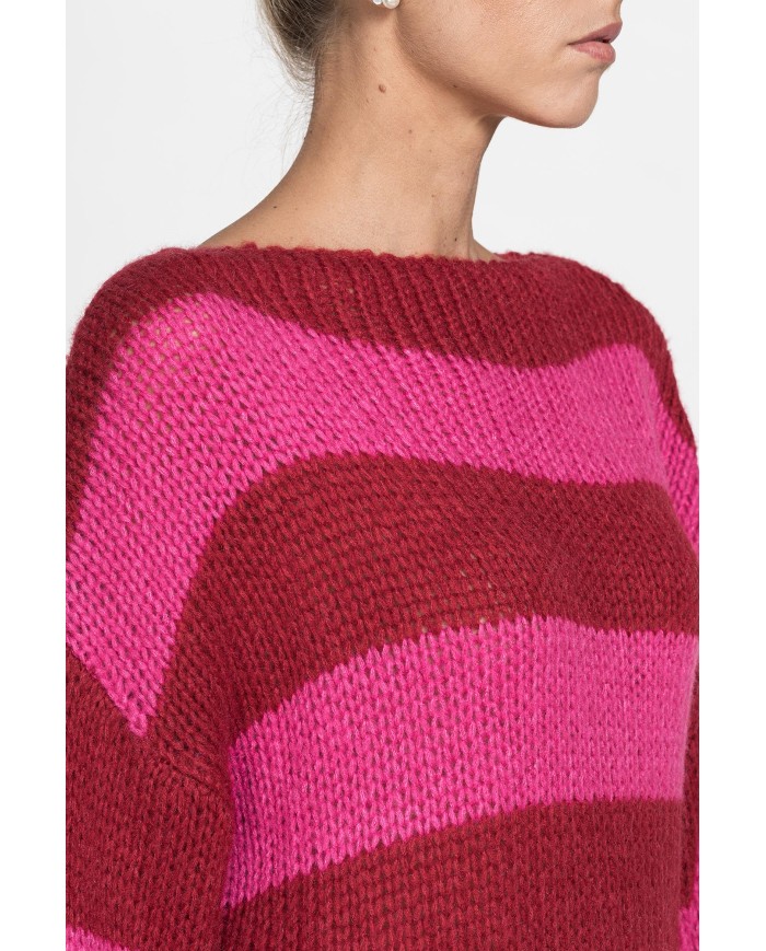 MAGLIONE A RIGHE OVERSIZE IN FILATO MISTO MOHAIR