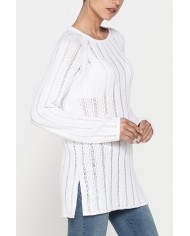 MAGLIA OPENWORK CON SCOLLO A BARCHETTA E MANICA RAGLAN