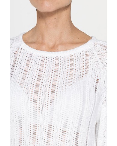 MAGLIA OPENWORK CON SCOLLO A BARCHETTA E MANICA RAGLAN