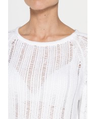 MAGLIA OPENWORK CON SCOLLO A BARCHETTA E MANICA RAGLAN