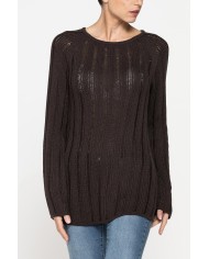 MAGLIA OPENWORK CON SCOLLO A BARCHETTA E MANICA RAGLAN