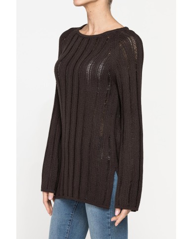 MAGLIA OPENWORK CON SCOLLO A BARCHETTA E MANICA RAGLAN