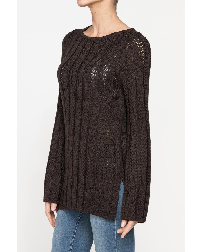 MAGLIA OPENWORK CON SCOLLO A BARCHETTA E MANICA RAGLAN