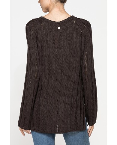 MAGLIA OPENWORK CON SCOLLO A BARCHETTA E MANICA RAGLAN