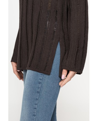 MAGLIA OPENWORK CON SCOLLO A BARCHETTA E MANICA RAGLAN