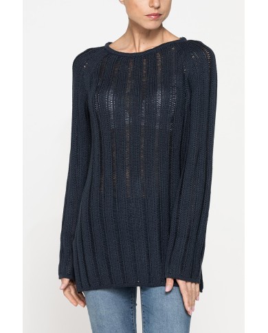 MAGLIA OPENWORK CON SCOLLO A BARCHETTA E MANICA RAGLAN