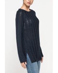 MAGLIA OPENWORK CON SCOLLO A BARCHETTA E MANICA RAGLAN