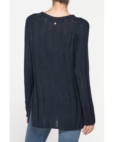 MAGLIA OPENWORK CON SCOLLO A BARCHETTA E MANICA RAGLAN