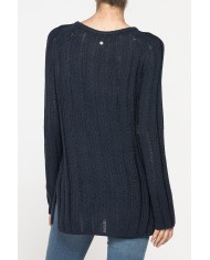 MAGLIA OPENWORK CON SCOLLO A BARCHETTA E MANICA RAGLAN