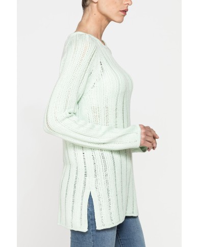 MAGLIA OPENWORK CON SCOLLO A BARCHETTA E MANICA RAGLAN