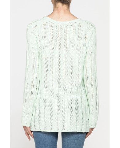 MAGLIA OPENWORK CON SCOLLO A BARCHETTA E MANICA RAGLAN